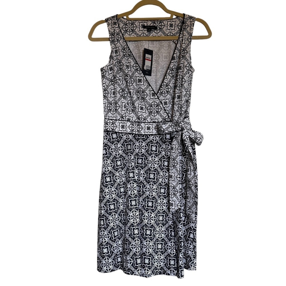 NWT Tommy Hilfiger Navy Blue White Print Wrap Dress Size XS